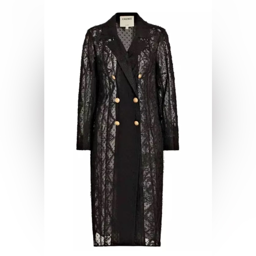 NWT L'Agence Dottie Lace Trench Duster Summer Topper Coat in Black sz M
$995 - Picture 6 of 7